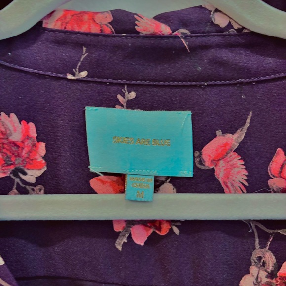 Skies Are Blue Floral Midi Dress• Navy and Red l Sz. M - Picture 6 of 12